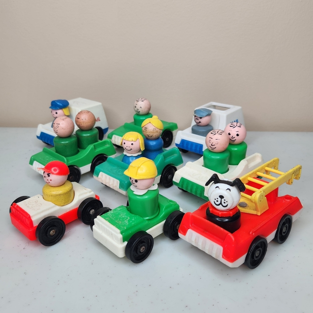 Vintage Fisher Price Little People Toy Lot Cars Figures 70s Nostalgia